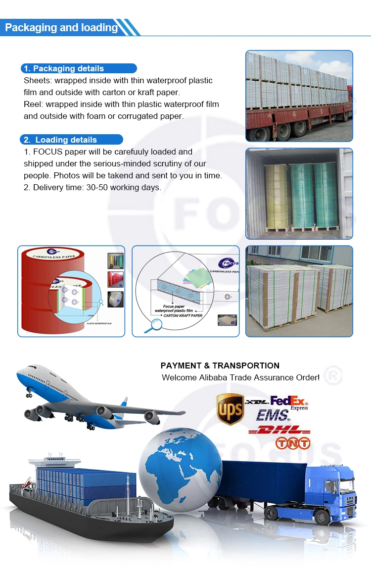 High-Quality/Cheap/Color Multi-Part Printing Paper of NCR Paper (No Carbon Required) /Carbonless Paper/Duplicate Paper
