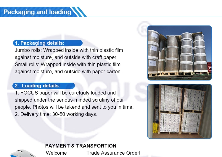 48GSM/55GSM थर्मल पेपर जंबो रोल गुड स्मूथनेस सरफेस 3