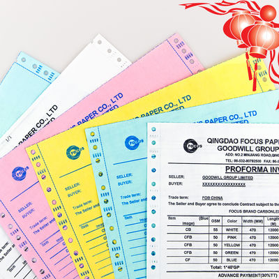 चीन फैक्टरी 7 प्लाई एनसीआर पेपर सीबी सीएफबी सीएफ 55/50/55gsm 61*86/70*100cm ब्लैक/ब्लू इमेज कार्बनलेस पेपर